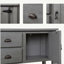 Console en bois massif avec 2 tiroirs, armoires et tablette inférieure-418475682