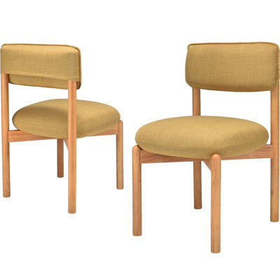 Chaise de salle à manger moderne en bois mélangé jaune lin (ensemble de 2)