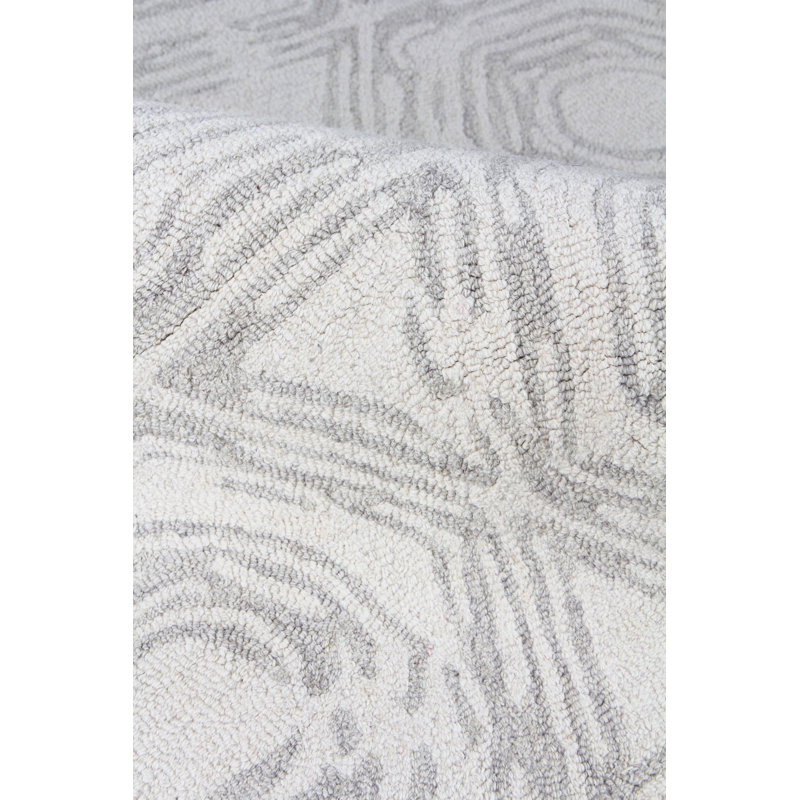 Caprice Wool Geometric Area Rug, Ivory/Silver, Rectangle 6' x 9'