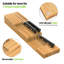 Organisateur de tiroir de cuisine en bambou, organisateur d'ustensiles extensible avec porte-couteaux amovible, support de plateau à couverts avec séparateur, organisateur de couverts ajustable, rangement pour séparateurs de vaisselle en bois
