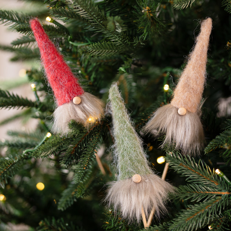 Gnome avec un chapeau flou, choix de Noël - 13,25 po - ensemble de 3