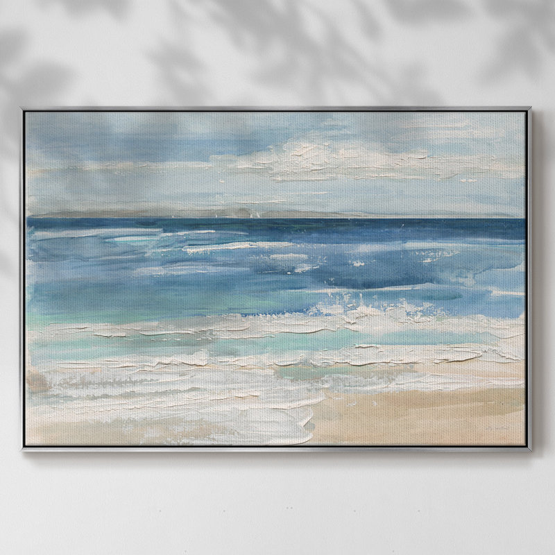 " Ocean Waves I ", 17" H x 25" W x 2" D, Silver Framed Canvas
