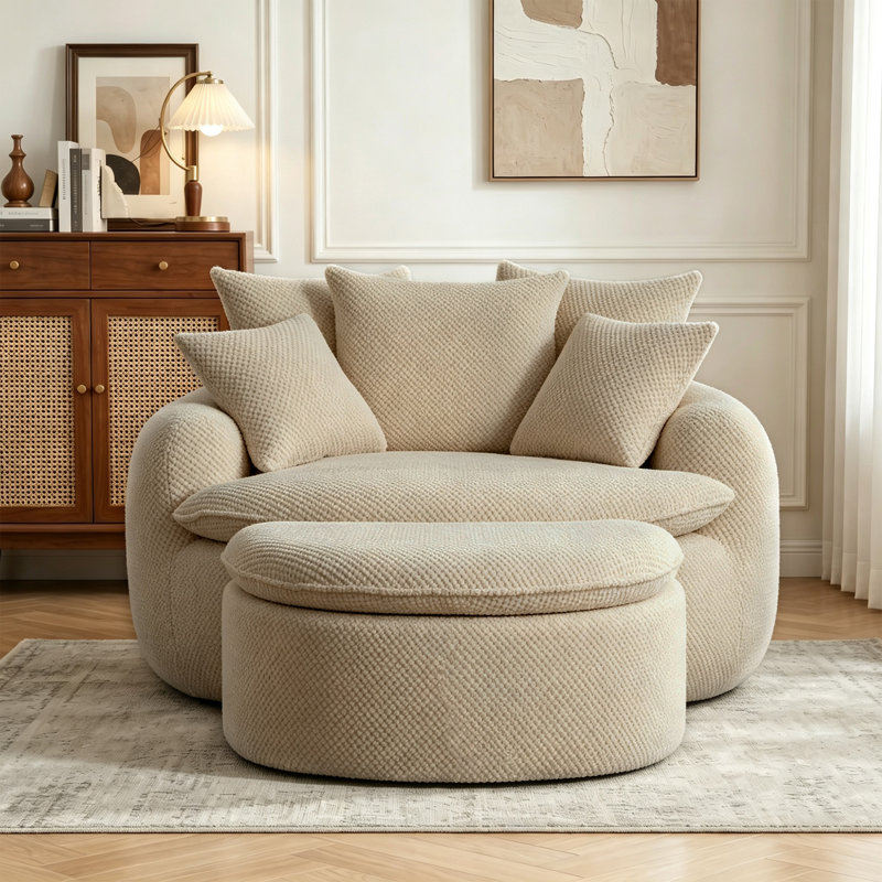 Chaise longue surdimensionnée avec repose-pieds 53,15 po, taupe