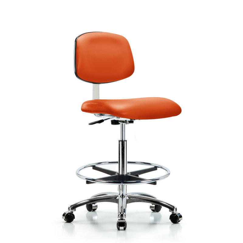 Iyana Vinyl Drafting Chair, Casters, Orange