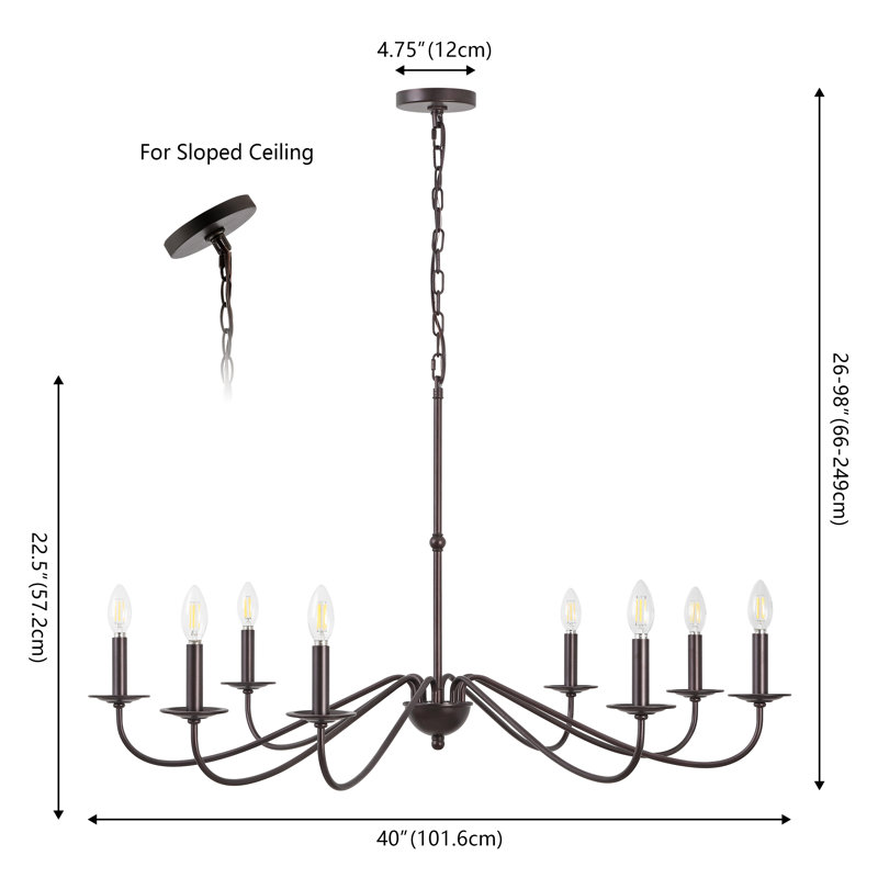 Wicklow Bohemian Farmhouse Iron LED Chandelier, Oil Rubbed Bronze, 22.5" H x 40" W x 40" D