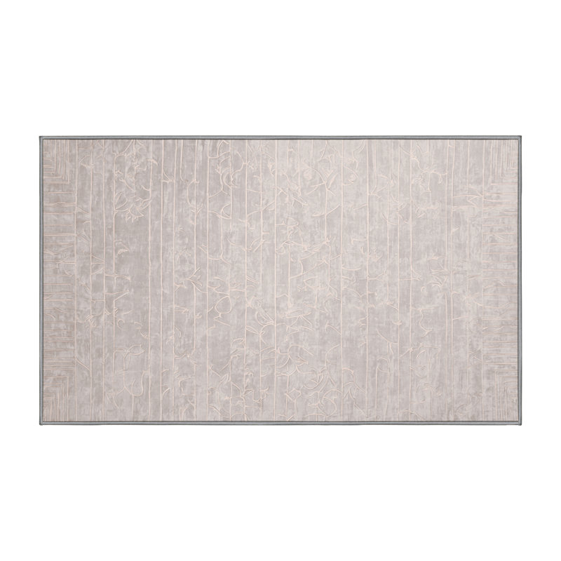 Machine Washable Gray Area Rug, Rectangle 5' x 8'