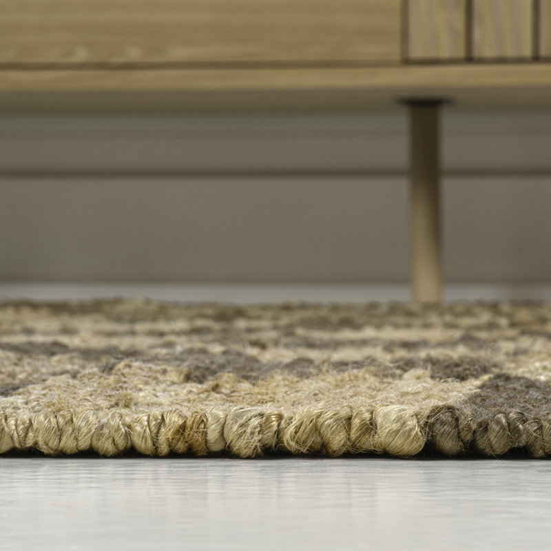 Nigel Modern Farmhouse Woven Jute Checkerboard Natural/Brown Rug, Runner 2' x 8'