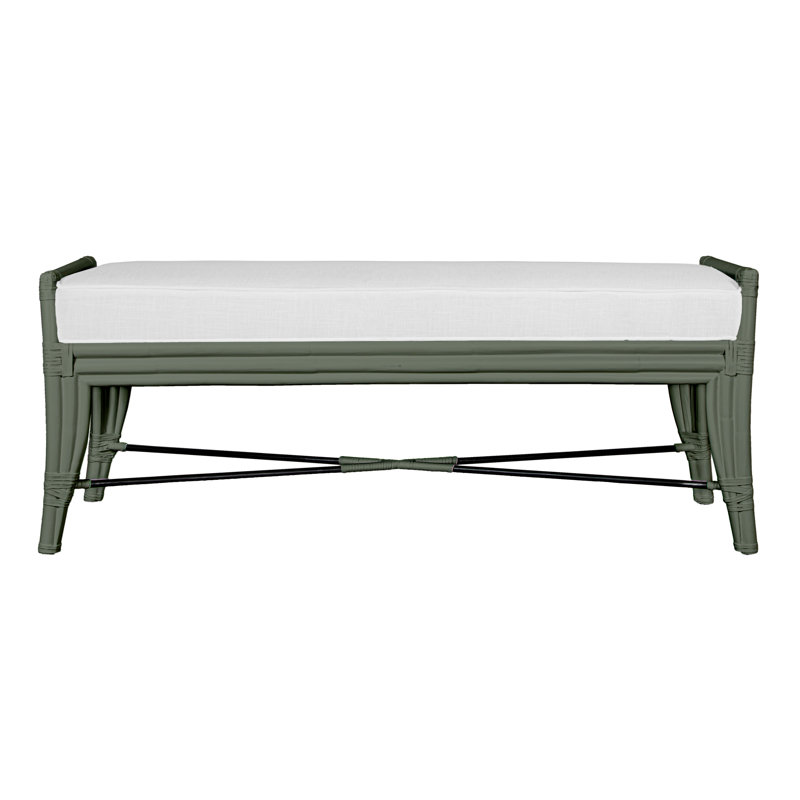 Malacca Upholstered Bench, Evergreen