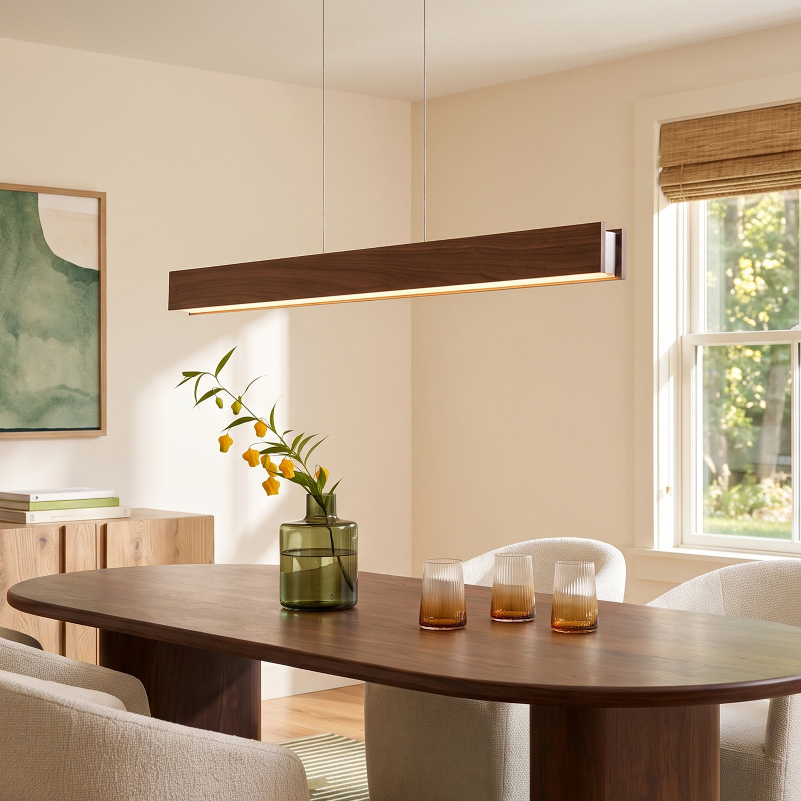 Drift Single Light Glass Dimmable LED Pendant, 3" H x 56" W x 2" D, Dark Walnut