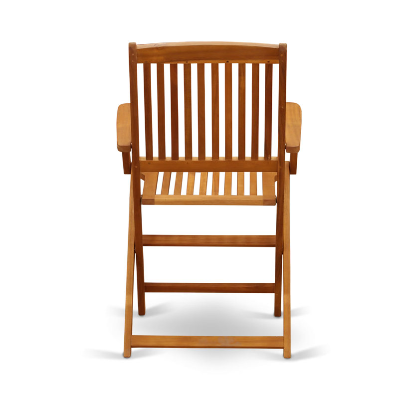Darrin Folding Acacia Patio Dining chair, With Arm Chair