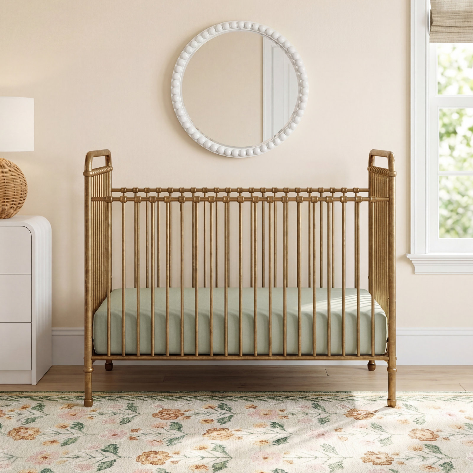 Abigail Steel 3-in-1 Convertible Crib, Vintage Gold