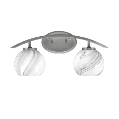 Kurve 2 Light Bath Bar With 5.75" Onyx Swirl Glass