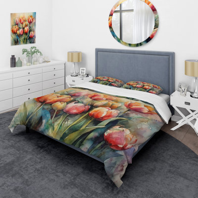 Ensemble de housse de couette orange Serenade Of Tulips - Tulip