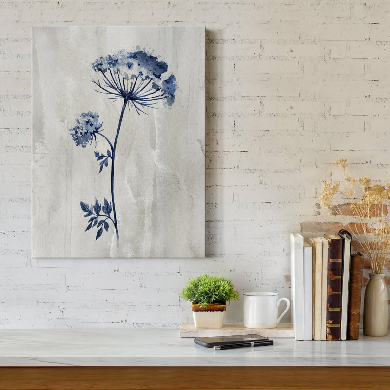 Indigo Botanical I - Reproduction d'art sur toile tendue, H 36 po x l 24 po x P 1 po