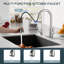 Robinet de cuisine en acier inoxydable avec pulvérisateur rétractable et distributeur de savon - Arc haut, 3 modes, poignée simple pour maison de campagne, véhicule récréatif, bar, acier inoxydable moderne-113856495