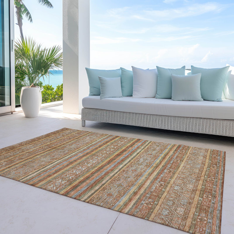 Tapis intérieur / extérieur orange lavable Ysadora - LOOMlan, 5' x 7'6"