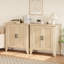 Petite armoire de rangement en chêne naturel - Buffet en rotin et bois avec 2 portes pour le vestibule, le salon ou la cuisine