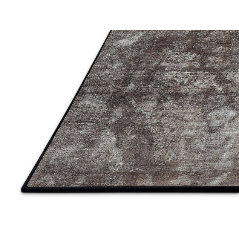 Tapis gris/zone noire contemporaine, Rectangle 5 pi x 7 pi