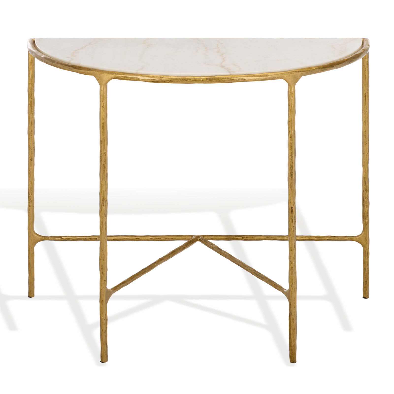 Evelynn 36'' Console Table, Brass, White Marble