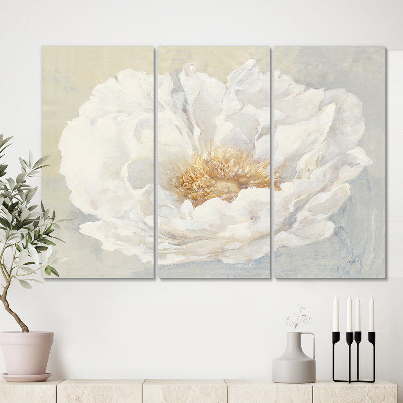 White Serene Peony - Image multi-pièces sur toile, H 40 po x l 60 po x P 1 po