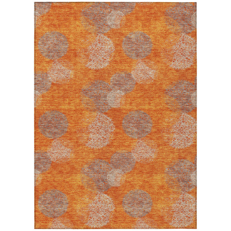 Orange Flat Woven Synthetic Indoor/Outdoor Washable Rug 2'6" x 3'10"