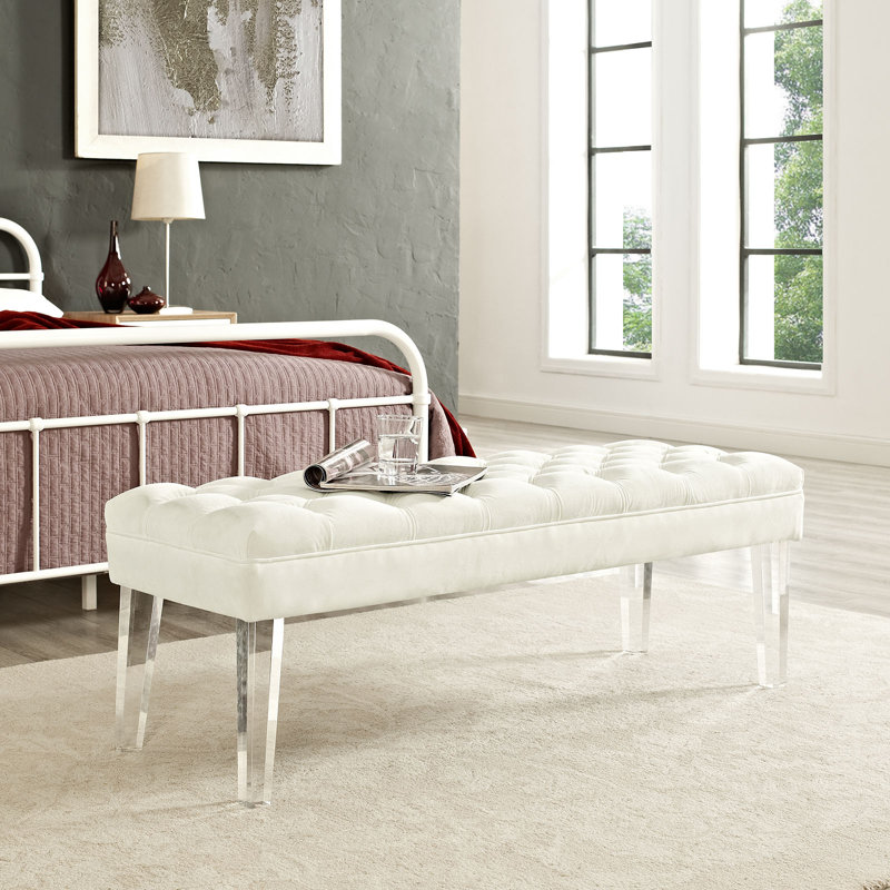 Banc en velours Valet, Ivoire
