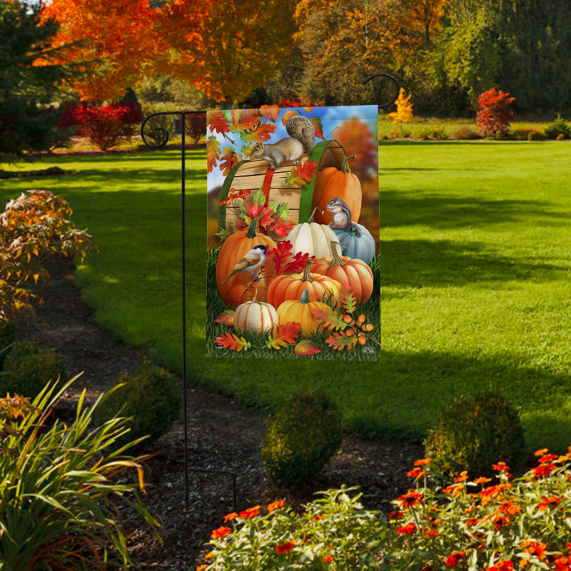 Fall Pumpkin Gathering Garden Flag