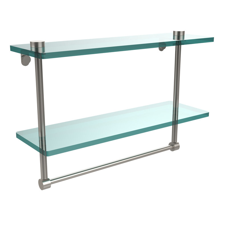 Gober 2 Piece Tiered Shelf with Towel Bar, 16", Satin Nickel