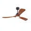 Ventilateur de plafond 52 po avec lumière, 3 pales en bois de noyer massif, télécommande, 3 ampoules à DEL à intensité variable, minuterie, moteur réversible à 6 vitesses pour le salon ou la terrasse