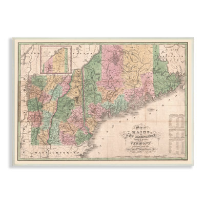 Carte du nord de la Nouvelle-Angleterre, Maine, Vermont, New Hampshire, par Daphne Polselli