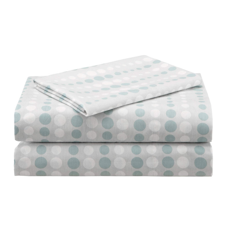 Knowles Comforter Set with Cotton Bed Sheets, Aqua/Gray
