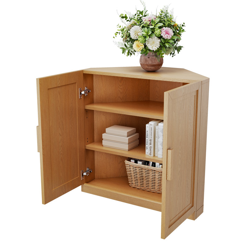 Lula Space-saving Corner Accent Cabinet With Adjustable Shelf, Yellow, 31" H x 31" W x 16" D