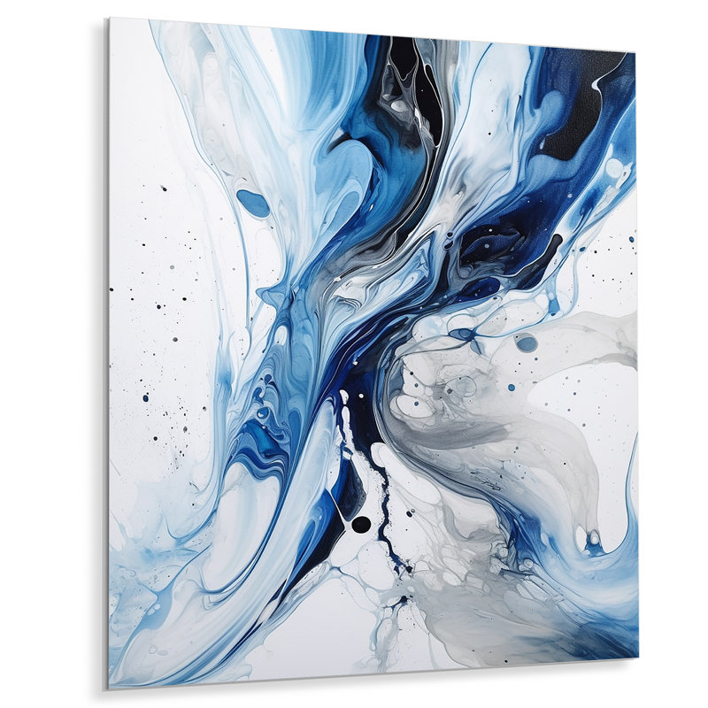 Bleu gris, élixir éthéré - formes abstraites, art mural en métal, H 20 po x l 12 po