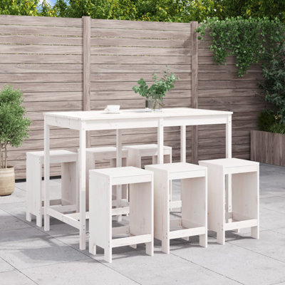 Ayane Solid Wood Wicker Bar Set with Stools