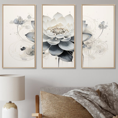 Serenity Blossum Blue Lotus - Lotus Wall Art Set
