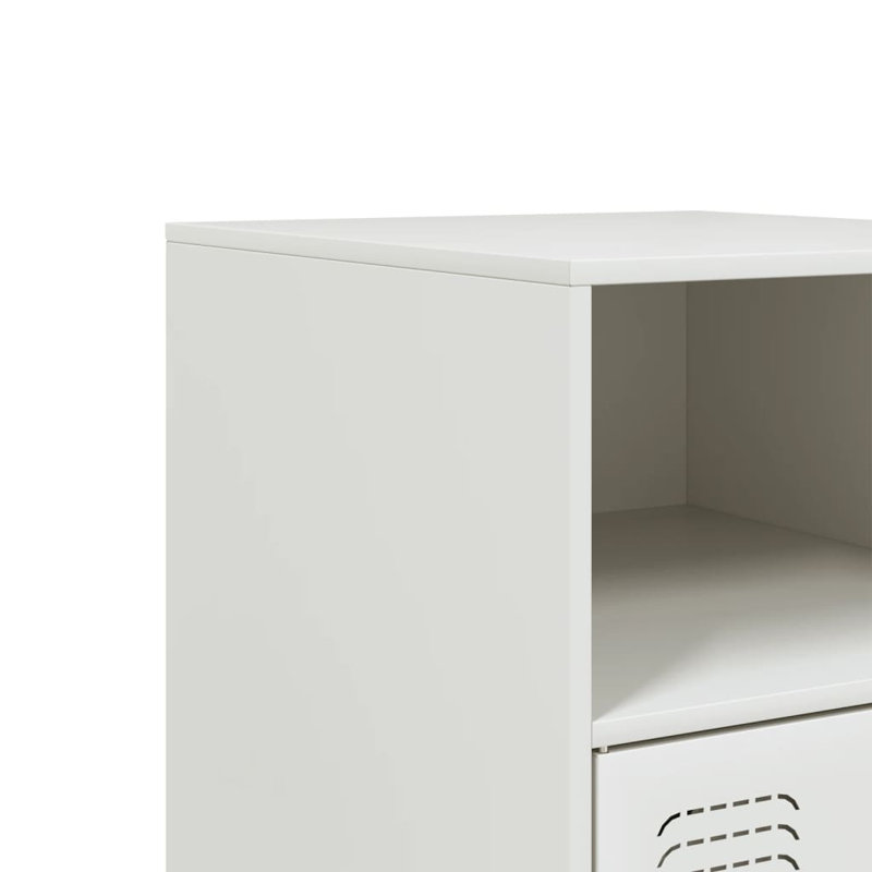 Lars 34.5cm W Steel Bedside Table, White
