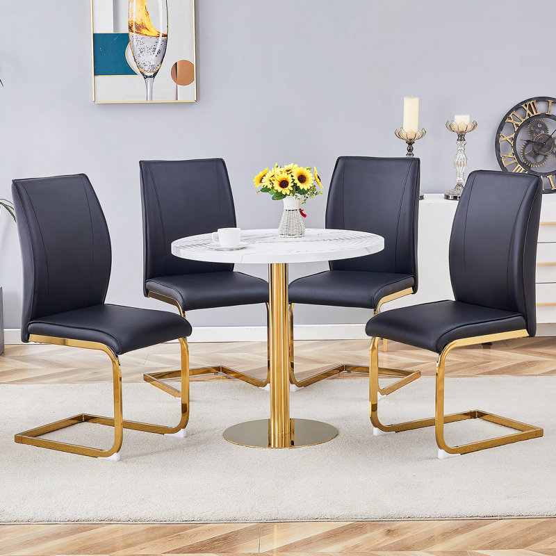 Dining Table Set, Black, 5