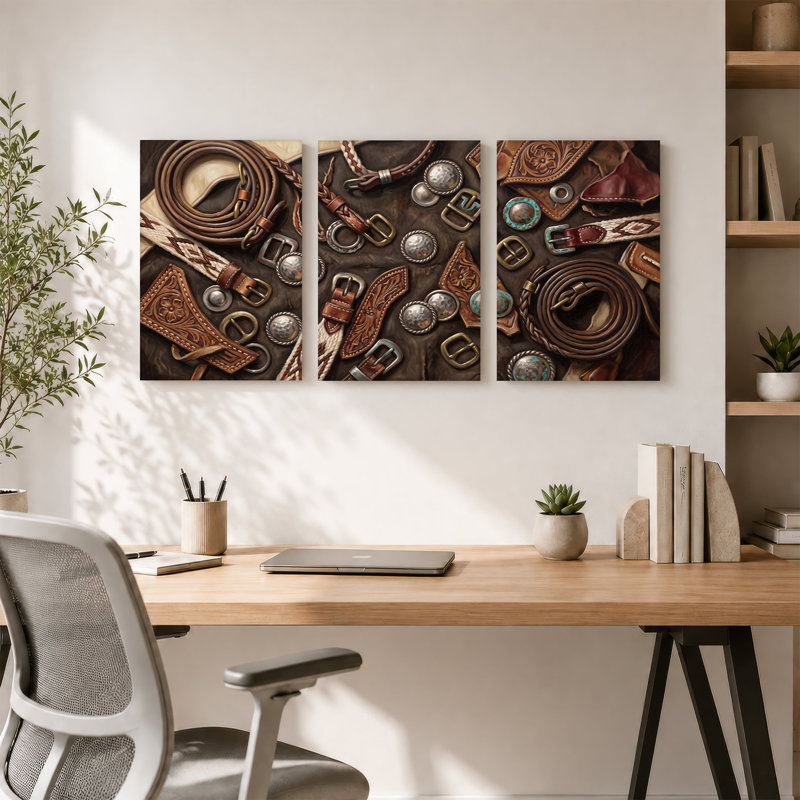 Ensemble de 3 toiles Western, H 18 po x l 12 po x 3 pièces
