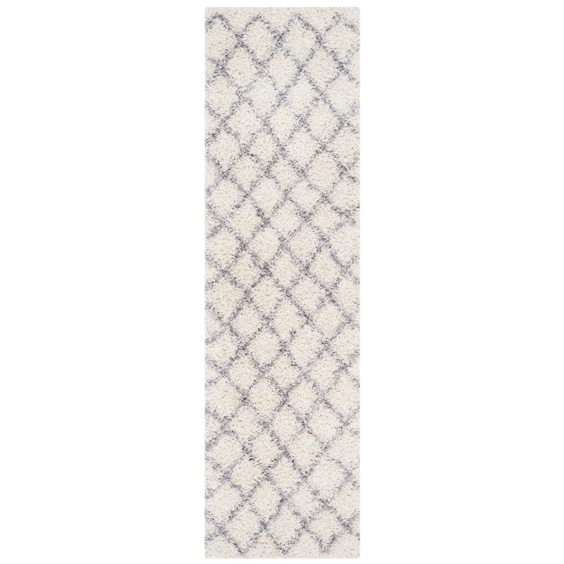 Tapis ivoire à motif géométrique Simuel, Tapis de couloir 2 pi 3 po x 6 pi