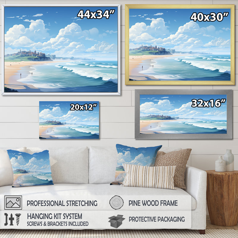 Plages françaises basques II sur toile, Toile tendue, H 34 po x l 44 po x P 1,5 po