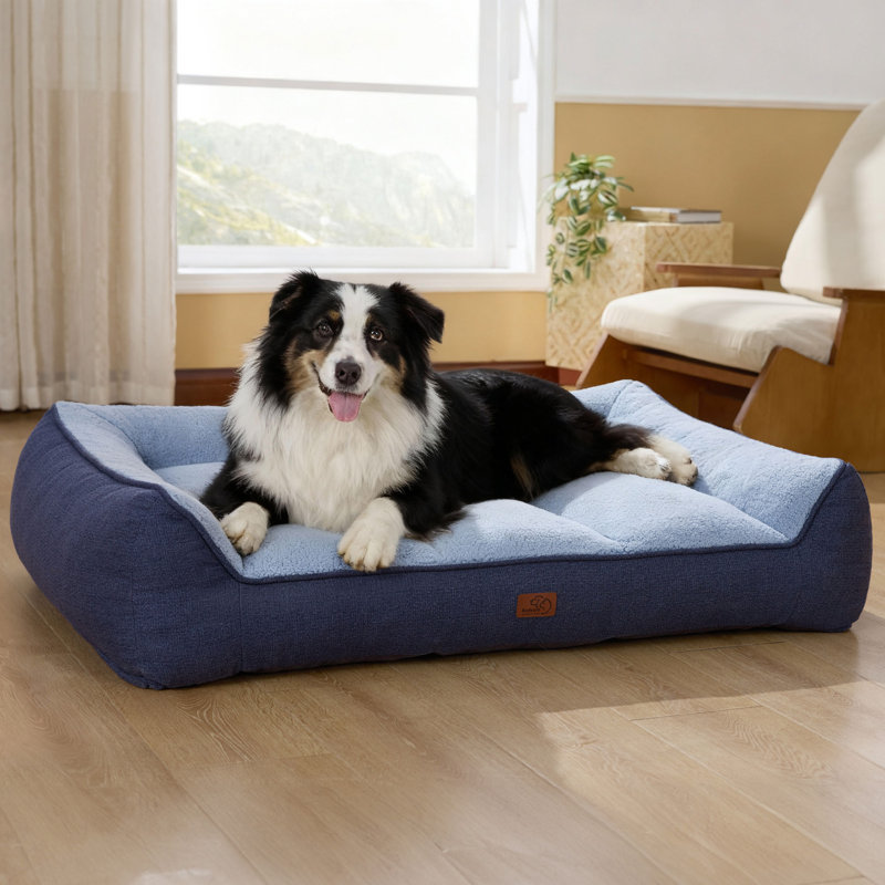 Lit orthopédique confortable pour chiens de taille moyenne, canapé-lit lavable imperméable très épais avec housse en sherpa, base antidérapante