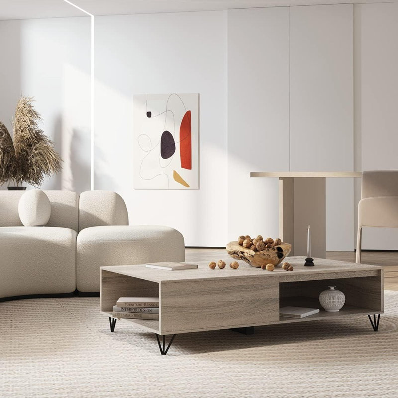 Table basse moderne avec rangement gris