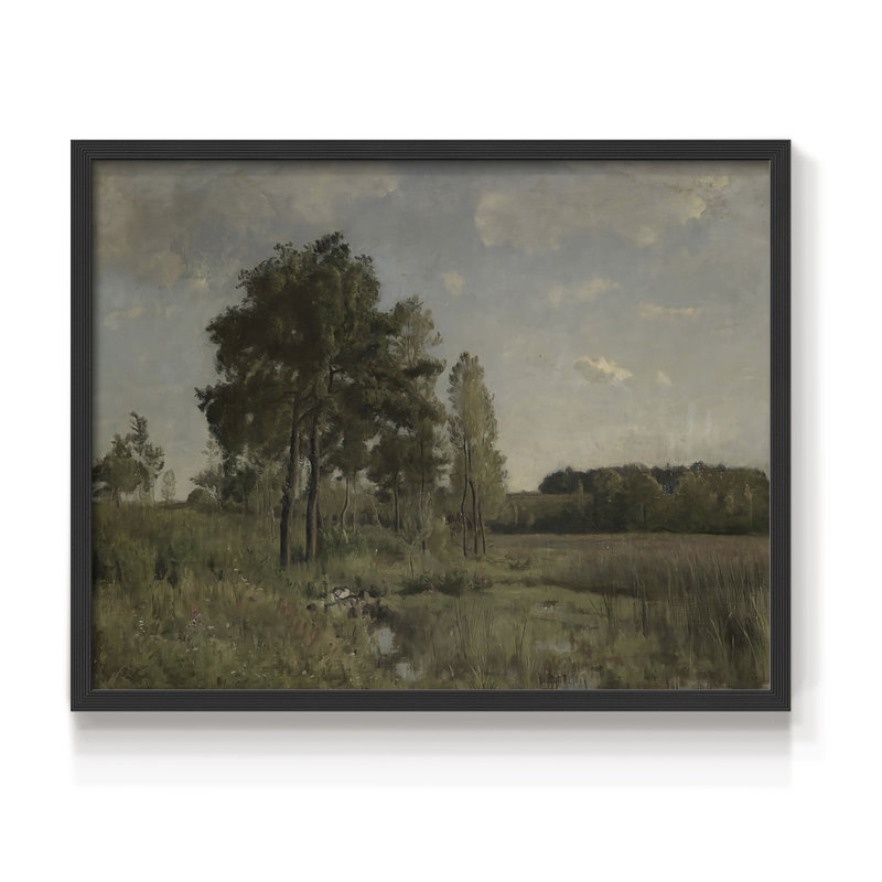 Paysages rétro-CDXLV - reproduction encadrée, H 11 po x l 14 po, Noir, noir, noir, noir
