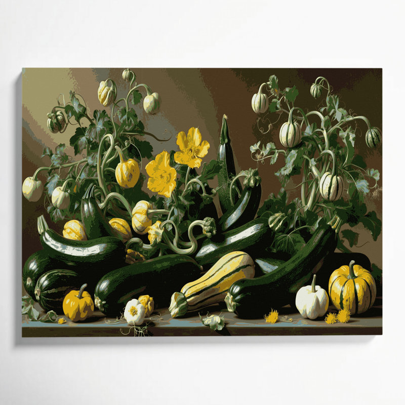 Art mural sur toile vert légumes courgettes, H 8 po x l 10 po