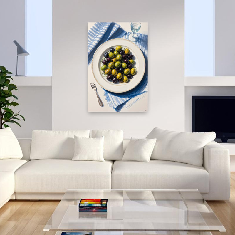 «Fresh Olives Still Life Vibrant Contemporary Summer», impression murale, 48" H x 32" W