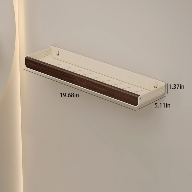 Étagère de salle de bain en noyer, H 1,37 po x l 19,68 po x P 5,11 po