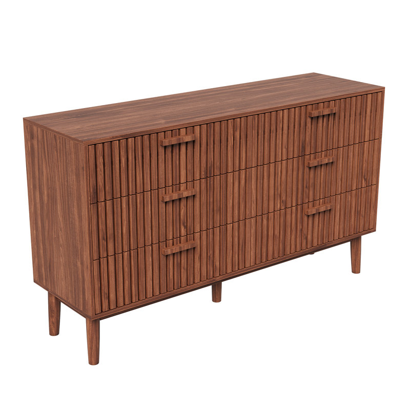 100 cm W Chest of 6 Drawers, Walnut