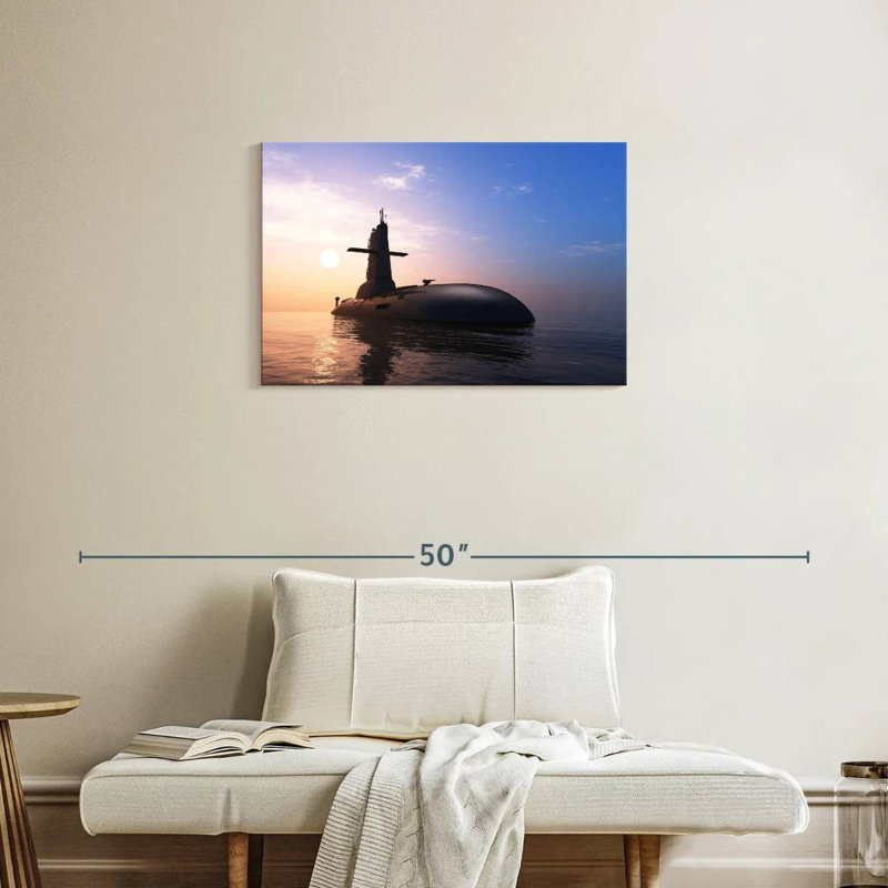 Sous-marin Mehar en mer, H 20 po x l 30 po