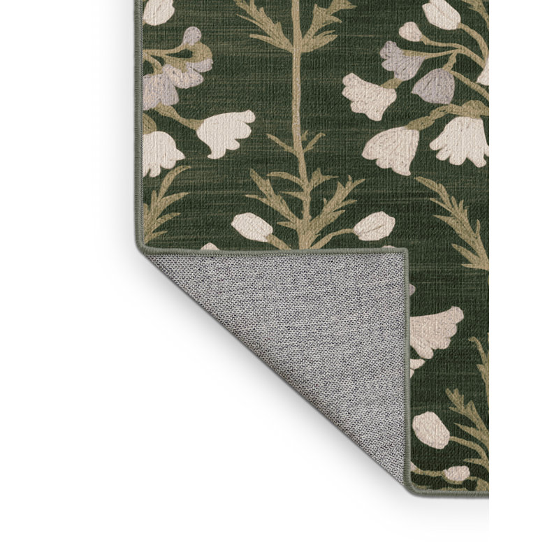 Tapis vert botanique lavable à la machine, Carré 8 pi