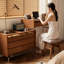 Meuble-lavabo Mid-Century en bois massif intégré avec commode